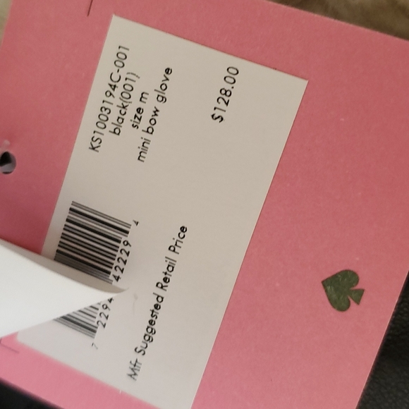 AUTHENTIC KATE SPADE LAMBS LEATHER SLIM GLOVES WITH MINI BOW SIZE MEDIUM - Picture 6 of 6